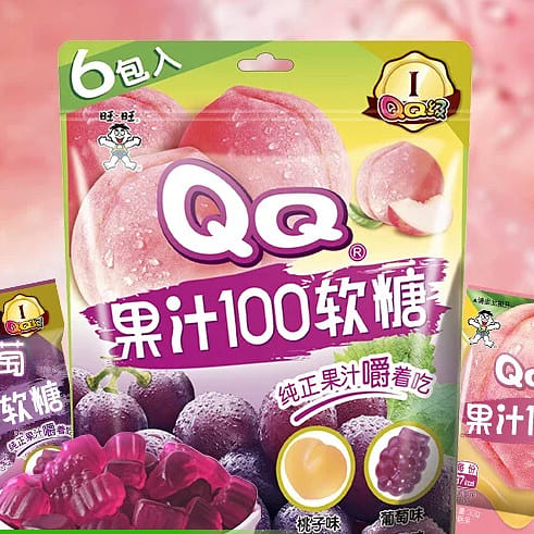 旺仔 QQ果汁高含量軟糖 純正果味膠皮糖葡萄桃子味 120 克