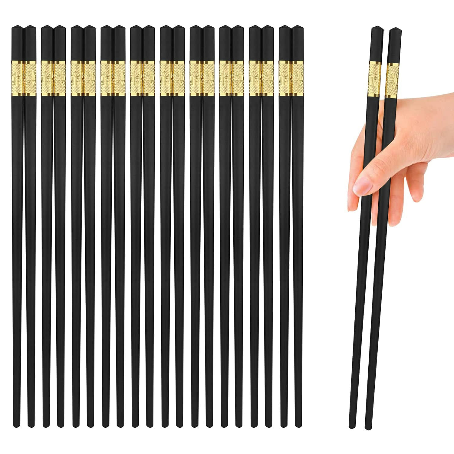 10 Pairs Reusable Chopsticks, Chinese Chopsticks 1 each