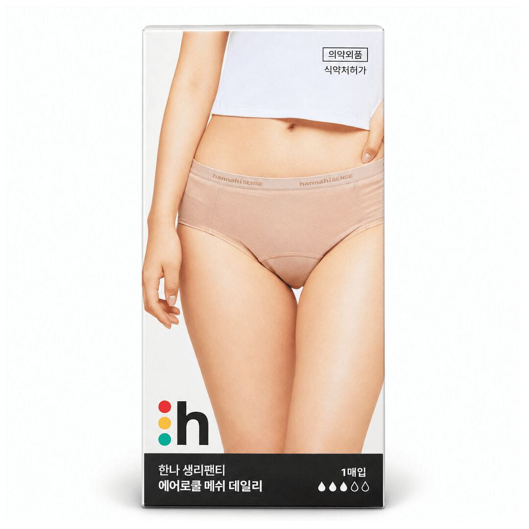 한나 생리팬티 에어로쿨 메쉬 데일리 블랙 (L) 1 개입