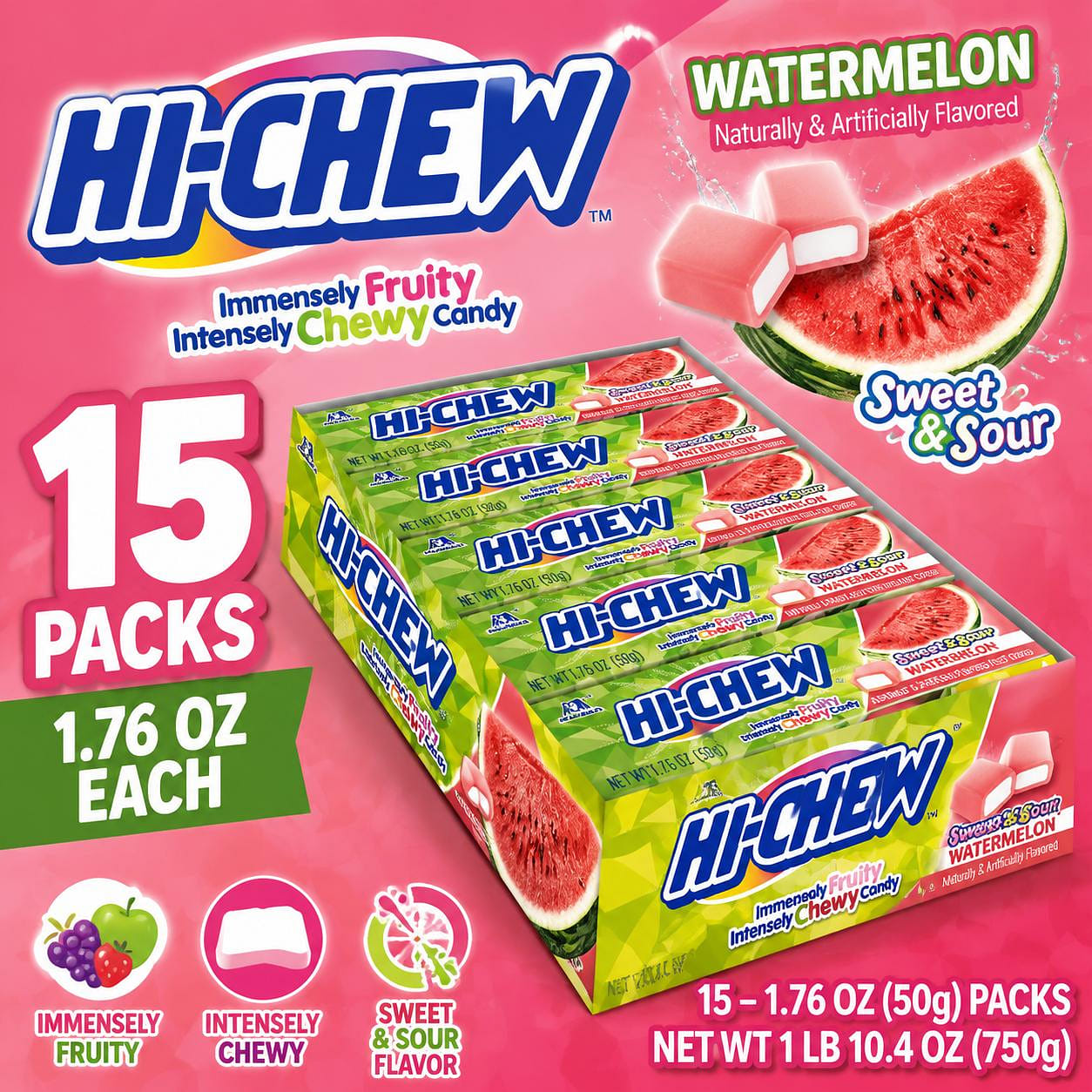 Hi-Chew Watermelon 1.76oz 15ct 1 each