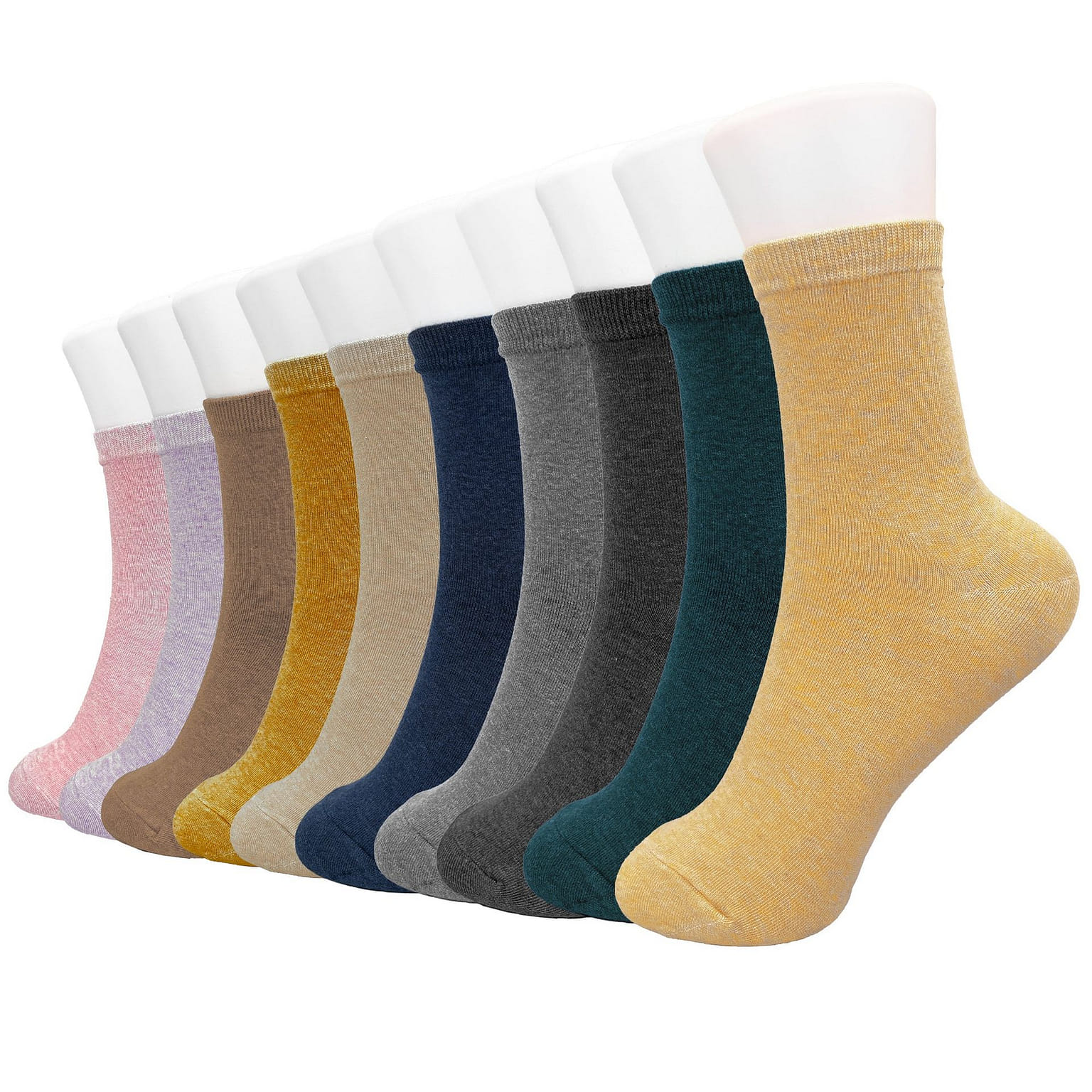 Women Korean Street Crew Colors Socks, 10 Pairs #1 1 ส่วน