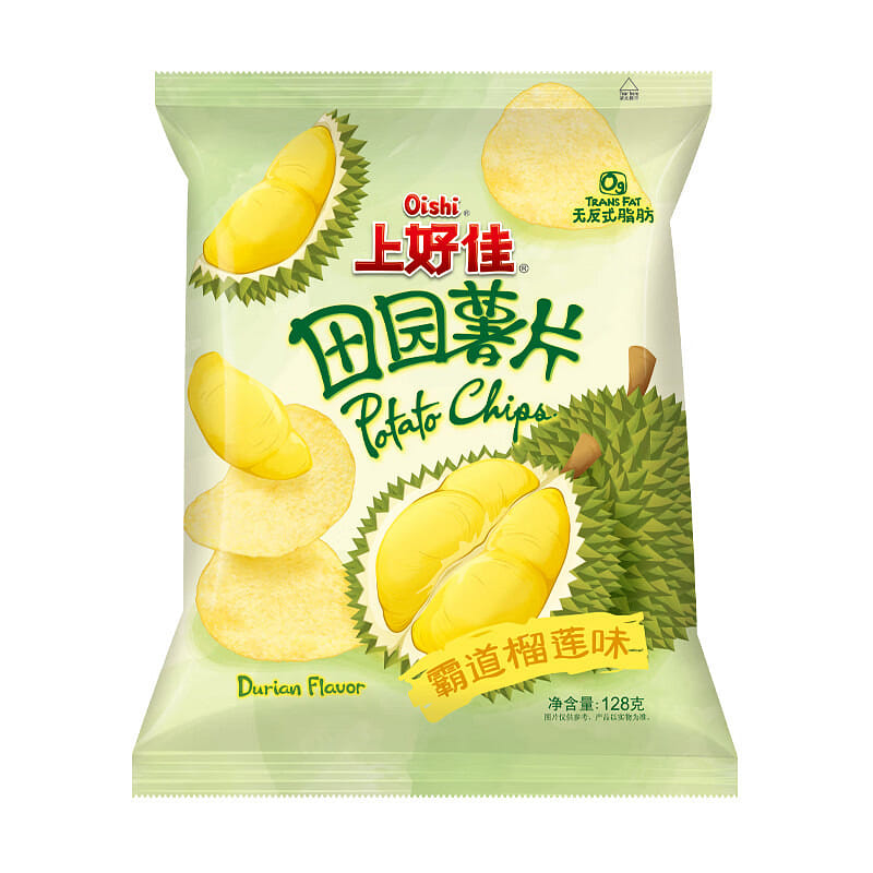 Oishi Potato Chips Durian Flavor Crisp Asian Snack 128 g