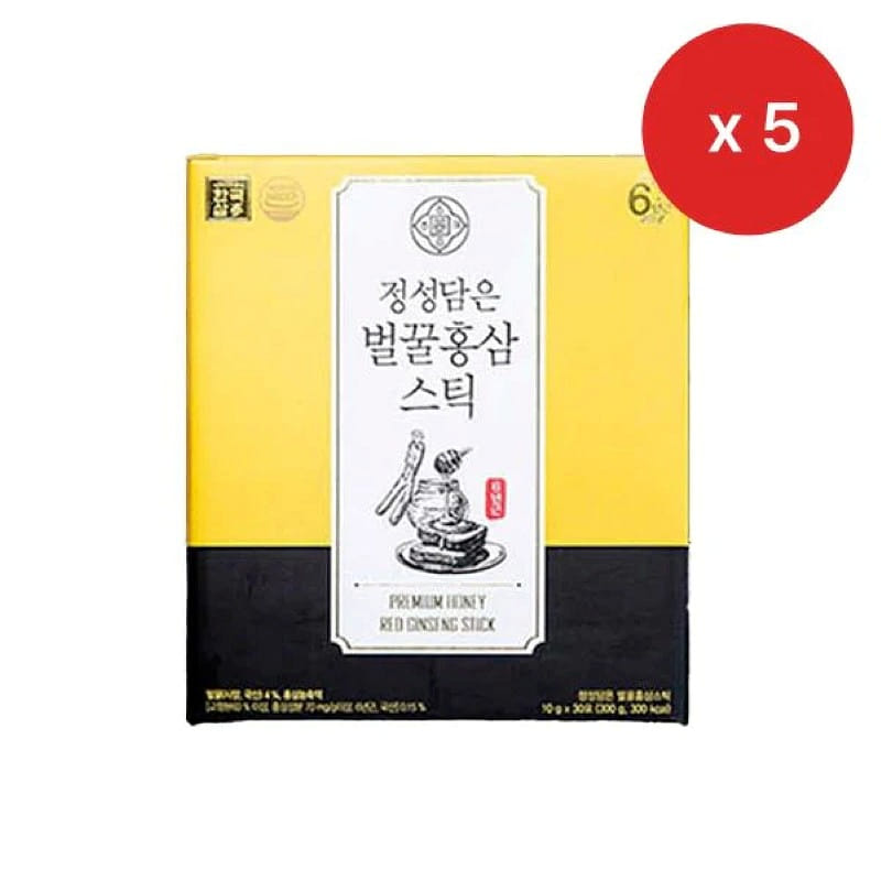 [묶음할인] 한국삼 6년근 정성담은 벌꿀홍삼스틱 (10g x 30포) X 5세트 150 개입