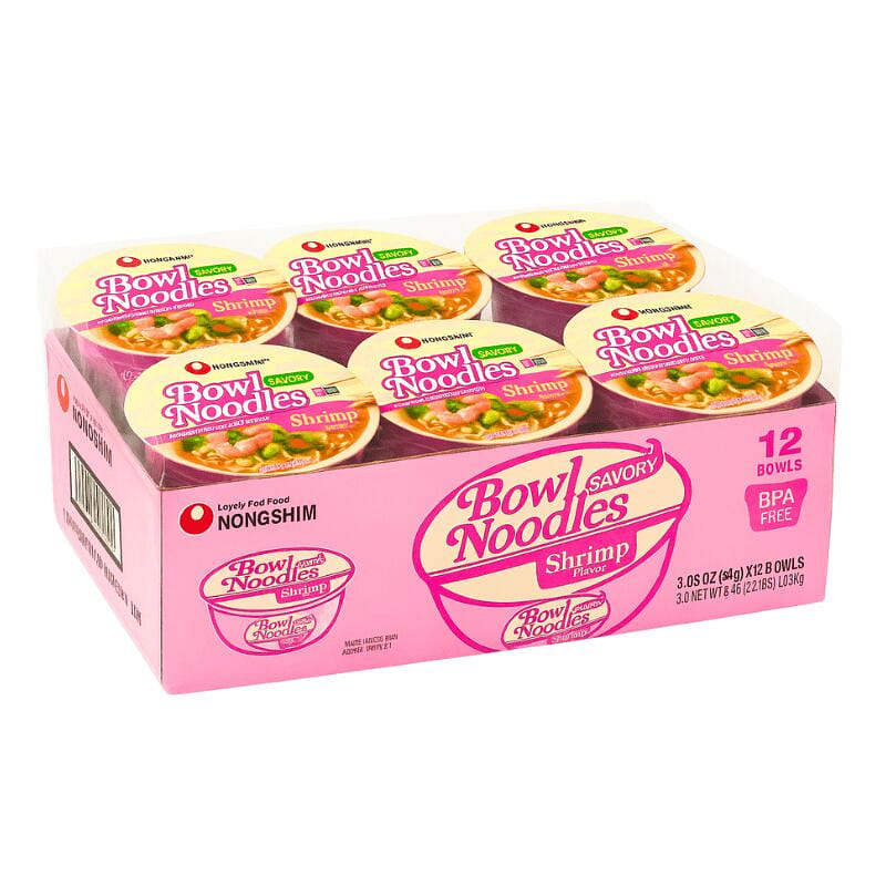 Nongshim Savory Noodle Bowl, Shrimp pack of 12 1 ส่วน