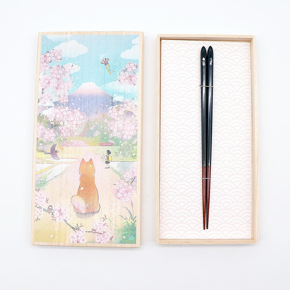 Japanese Chopsticks Box Dog and Cherry blossoms M 1 개