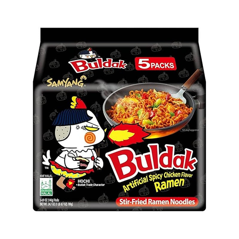 Buldak Spicy Ramen, Hot Chicken Ramen, Korean Stir-Fried Instant Noodle, 5 Pack 1 개