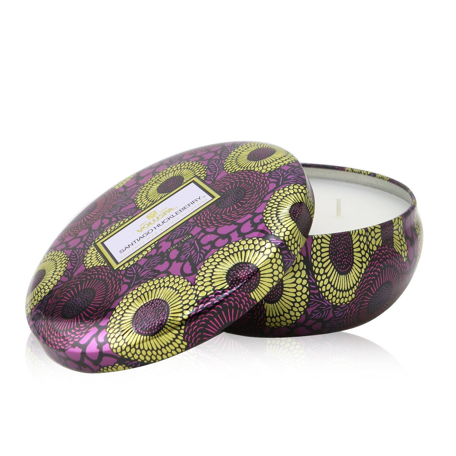 Voluspa Wick Decorative Tin Candle - Santiago Huckleberry 340g/12oz 340 그램