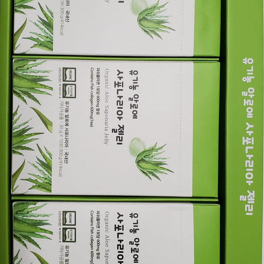 KDY ALOE  Organic Aloe Saponaria Jelly PLUS Collagen 600mm, 10 stick per box 3 box