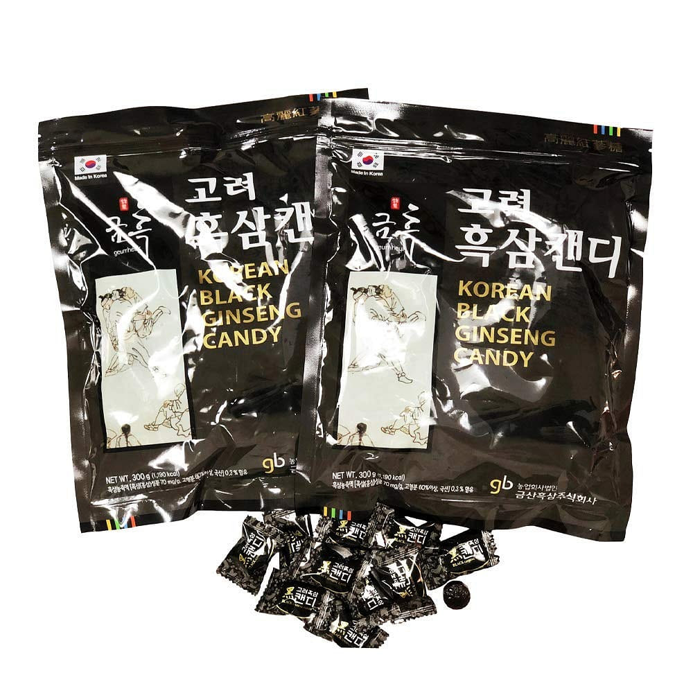 GeumHeuk Korean Panx Black Ginseng Candy (300g X 2 Bags (600g)) 600 g