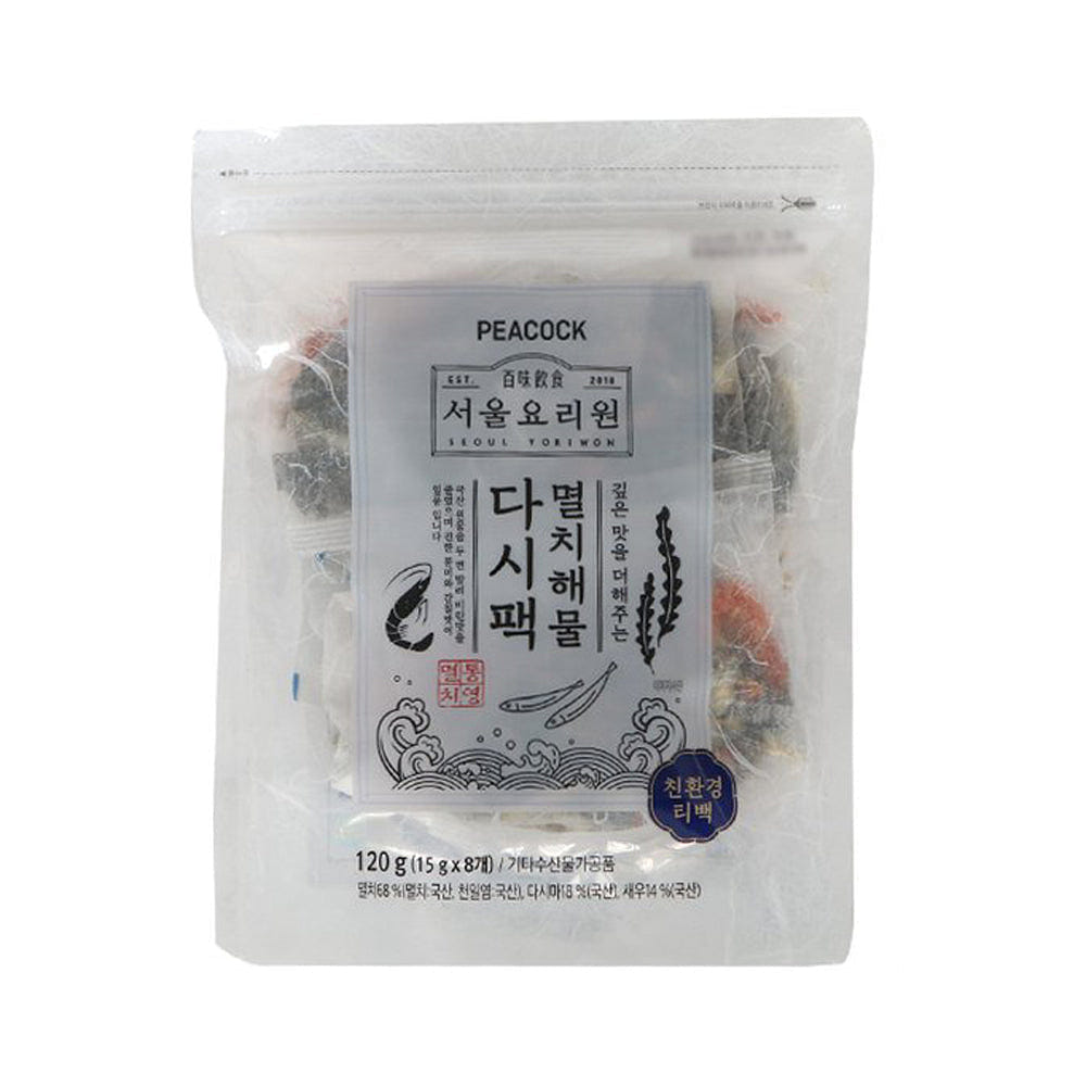 Peacock Dried Anchovy Seafood Kelp Broth Stock (Tea Bag) 15g x 8p 1 each