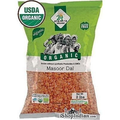 24 Mantra Organic Masoor Dal (Red Lentil) - 2 lbs 2 ポンド