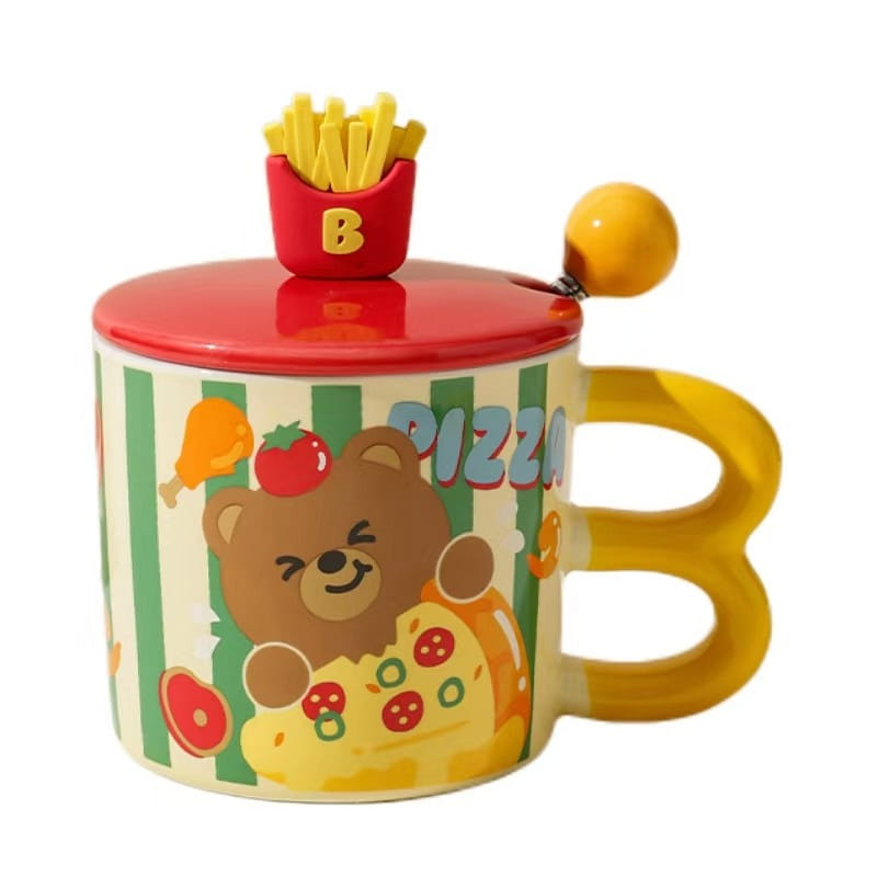 gorgeous Ins Style Ceramic Mug With Lid Cute Couple McDonald's Bear-C Mode 1PC 1 ส่วน