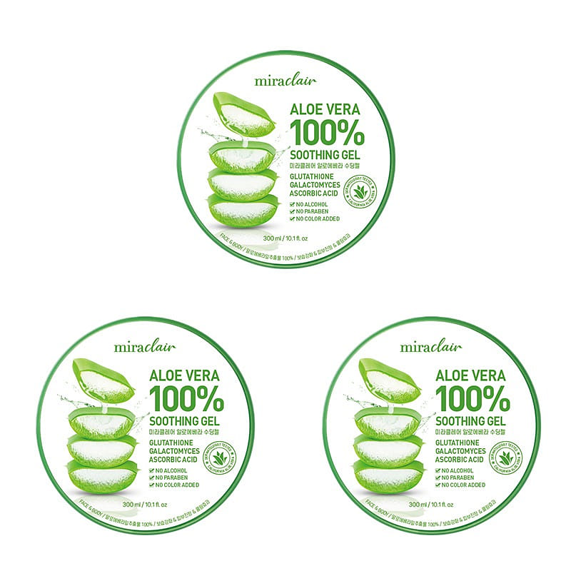 Miraclair Aloe Vera 100% Soothing Gel 300ml x3 3 phần
