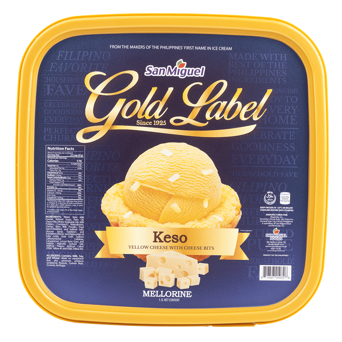 San Miguel Gold Label Keso 치즈 아이스크림(치즈 조각 함유) 50 온스