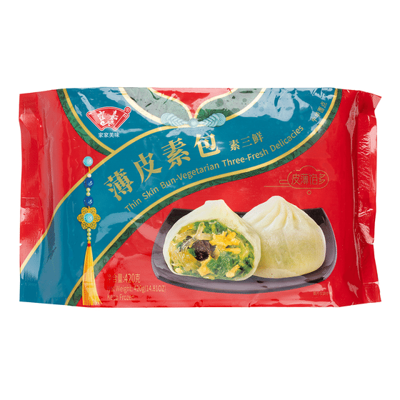 Huo Jia, Thin-skinned Bun Vegetarian three Vegetables 12ct 420 g