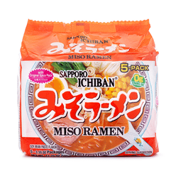 Sapporo Ichiban Instant Noodle, Miso Flavor 101g*5 17.75 oz*6 pack