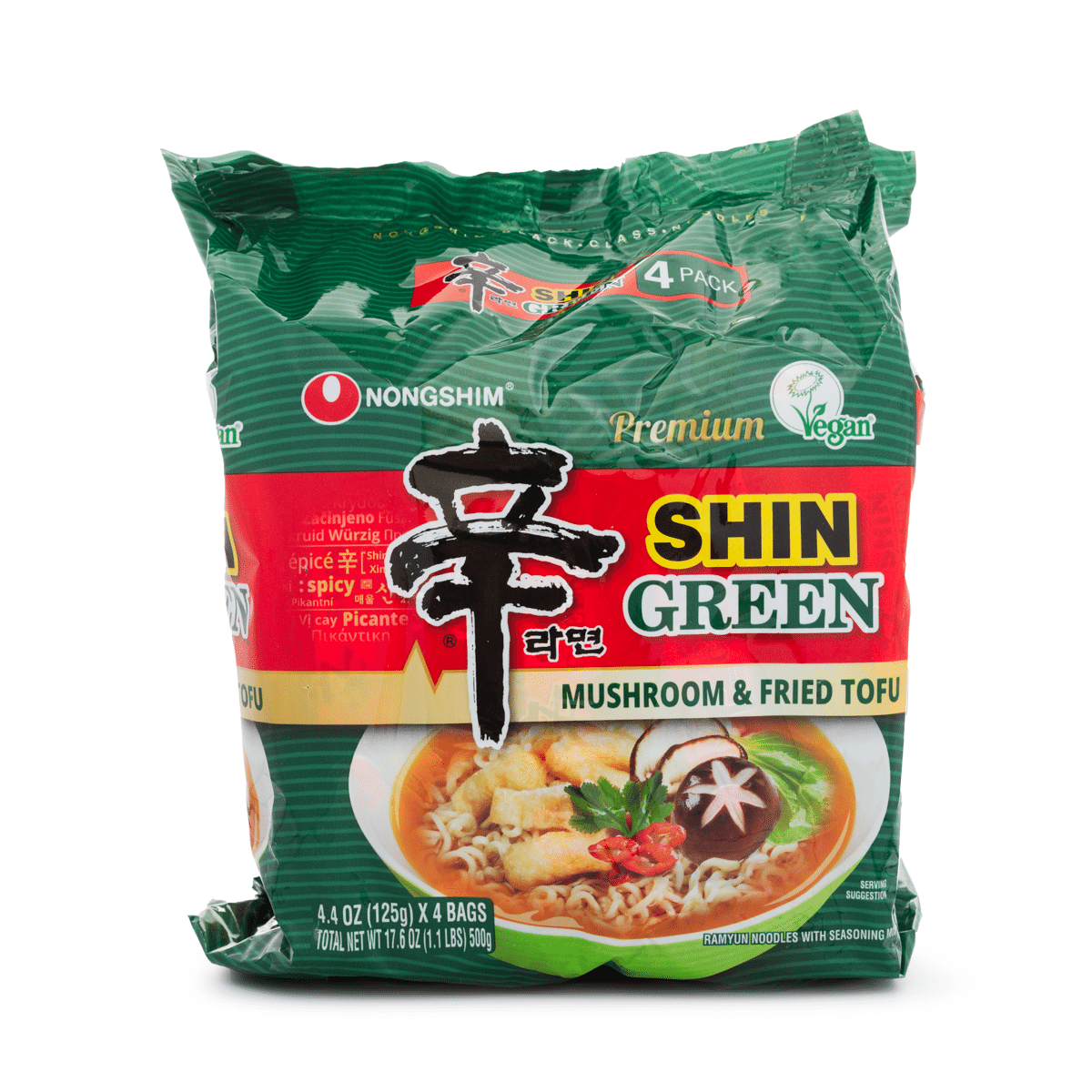 Nongshim Premium Shin Green Mushroom and Fried Tofu Ramen 4pks 520 g