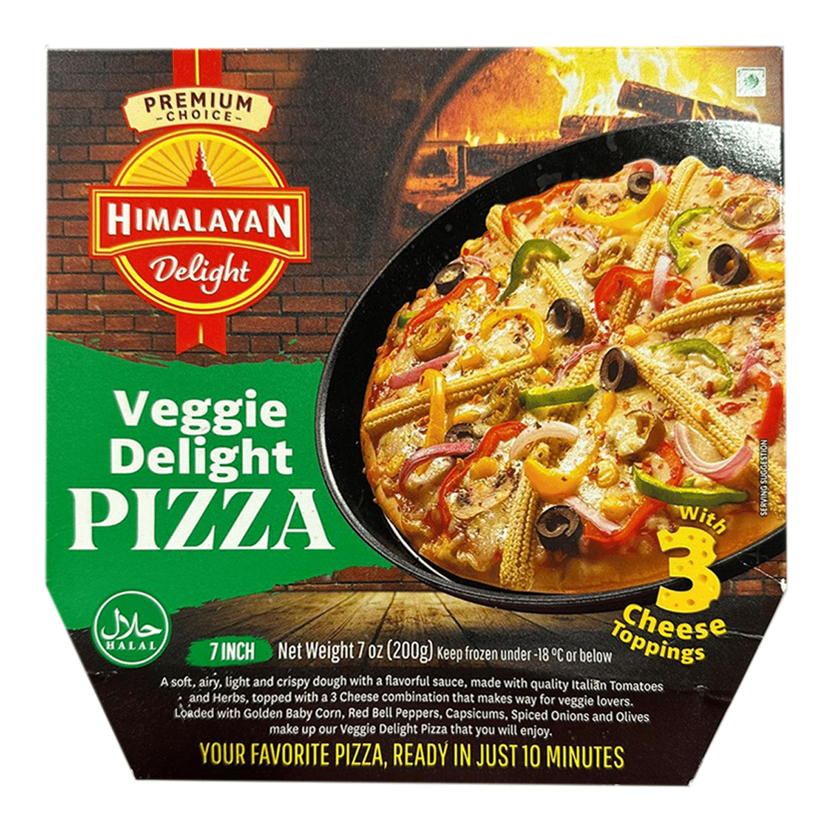Himalayan Delight 냉동 채소 피자 200 그램