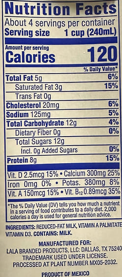 Lala UHT 2% Reduced Fat Mil 33.8 fl.oz