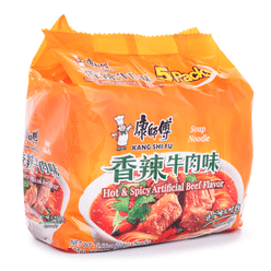 Kangshifu Soup Noodle, Hot & Spicy Beef Flavor 5pk 520 g
