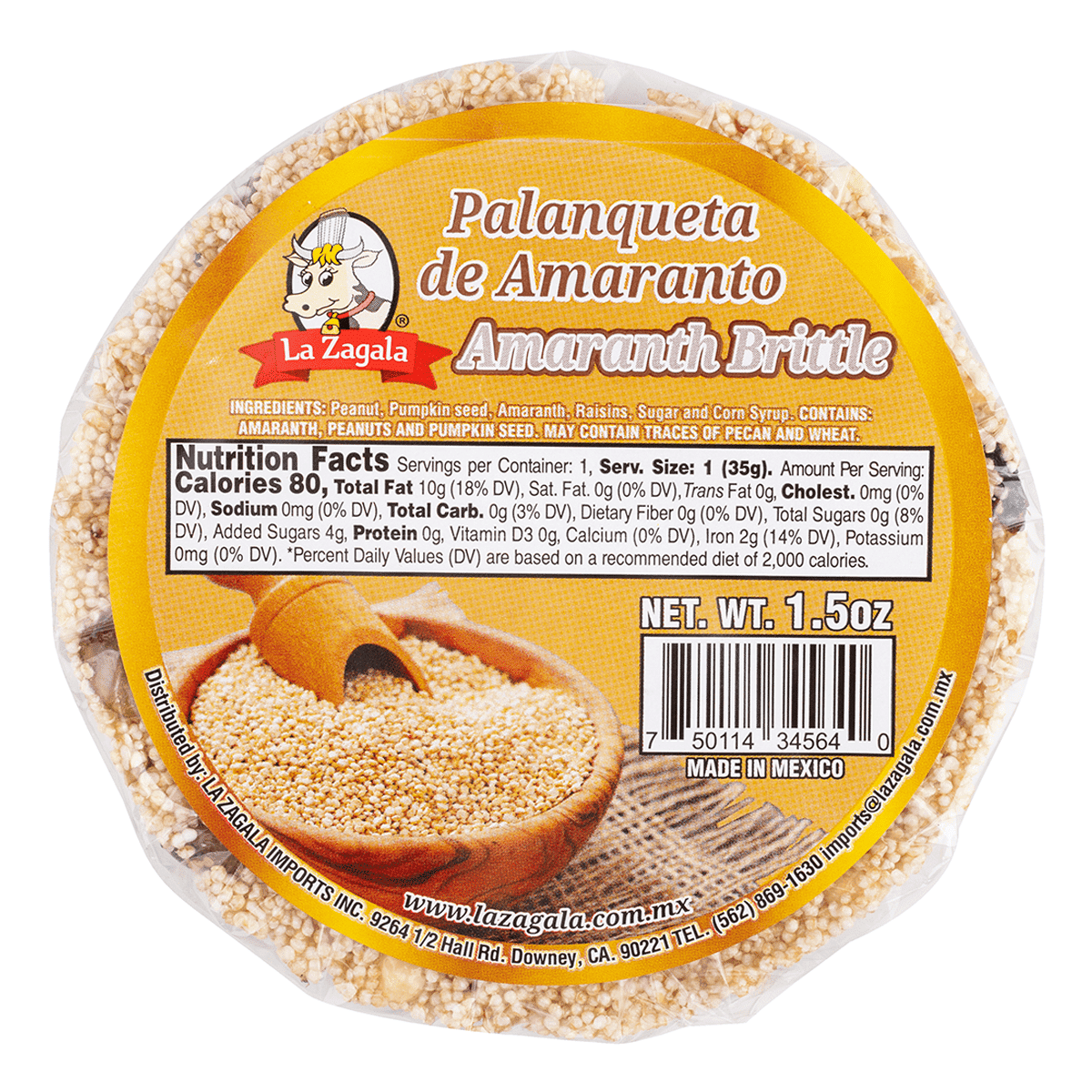 Pé de moleque de amaranto La Zagala 1.5 oz
