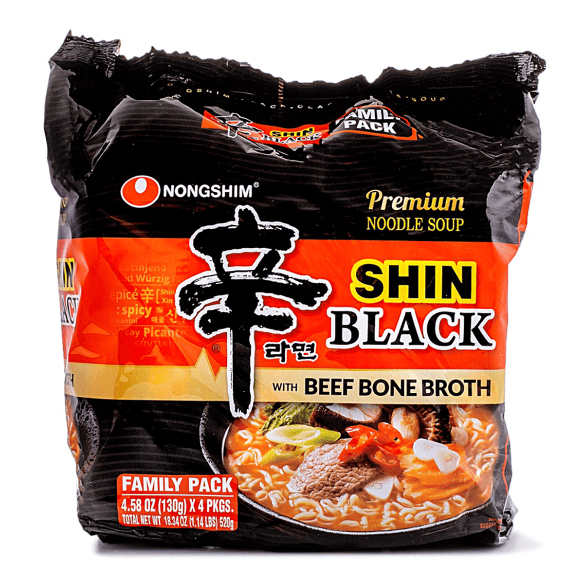 Nongshim 農心辛ラーメン　ブラック4袋入 520 グラム