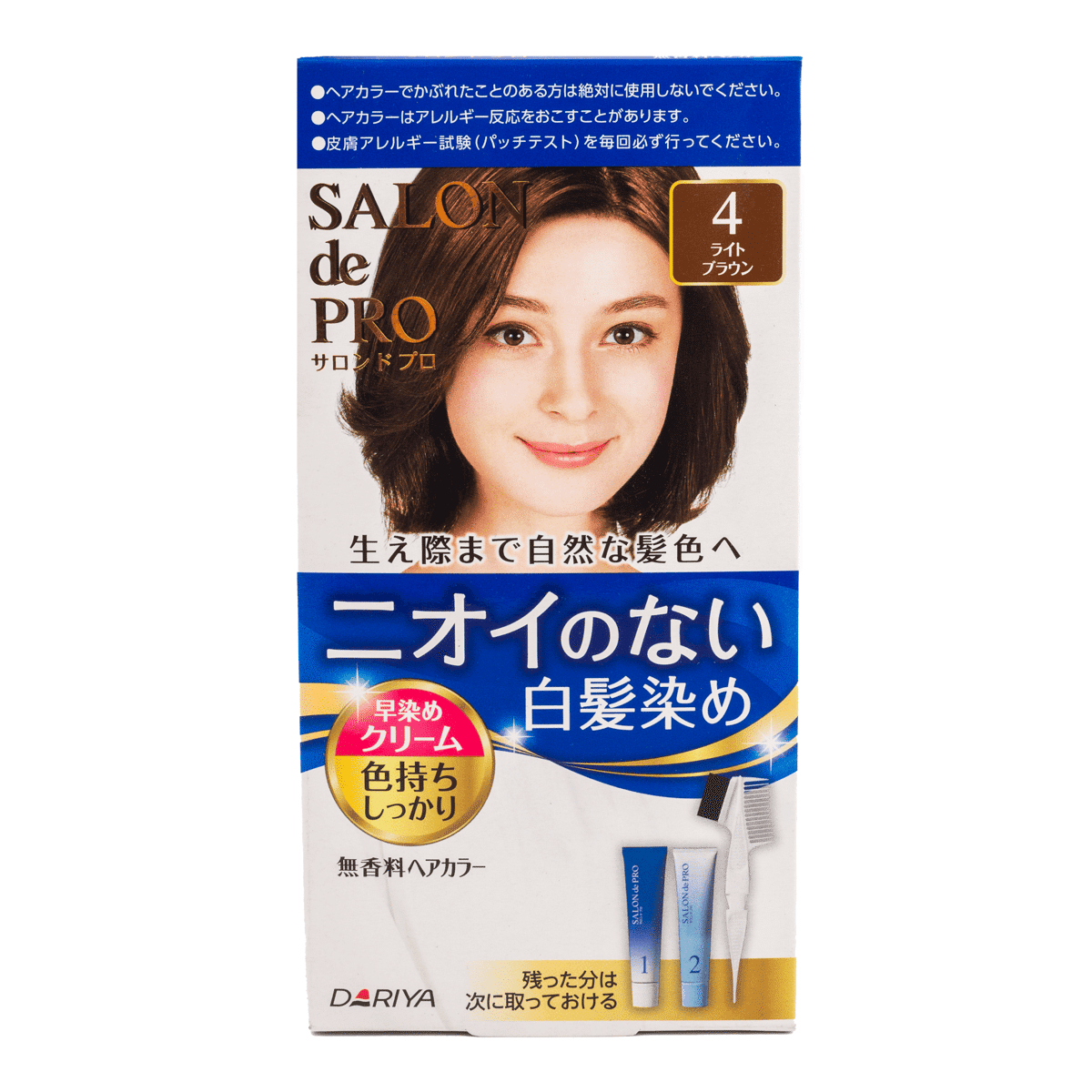 Dariya 살롱 드 프로 새치 염색약 4 라이트 브라운 1 케이스