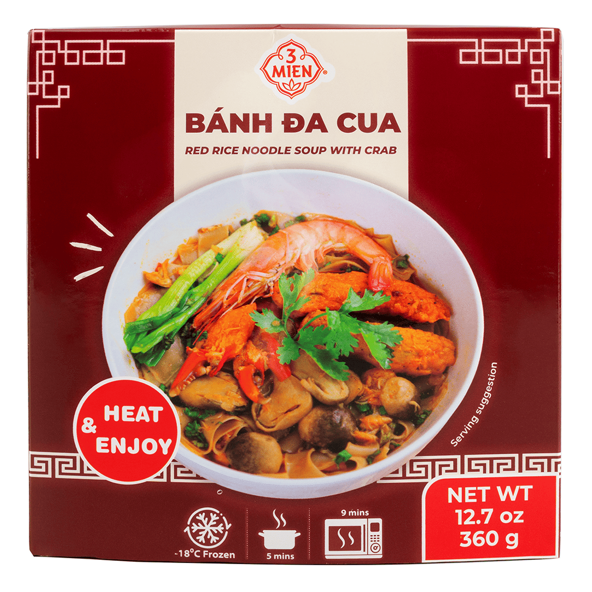 3 Mien 蟹入り赤米麺スープ 冷凍 360 グラム