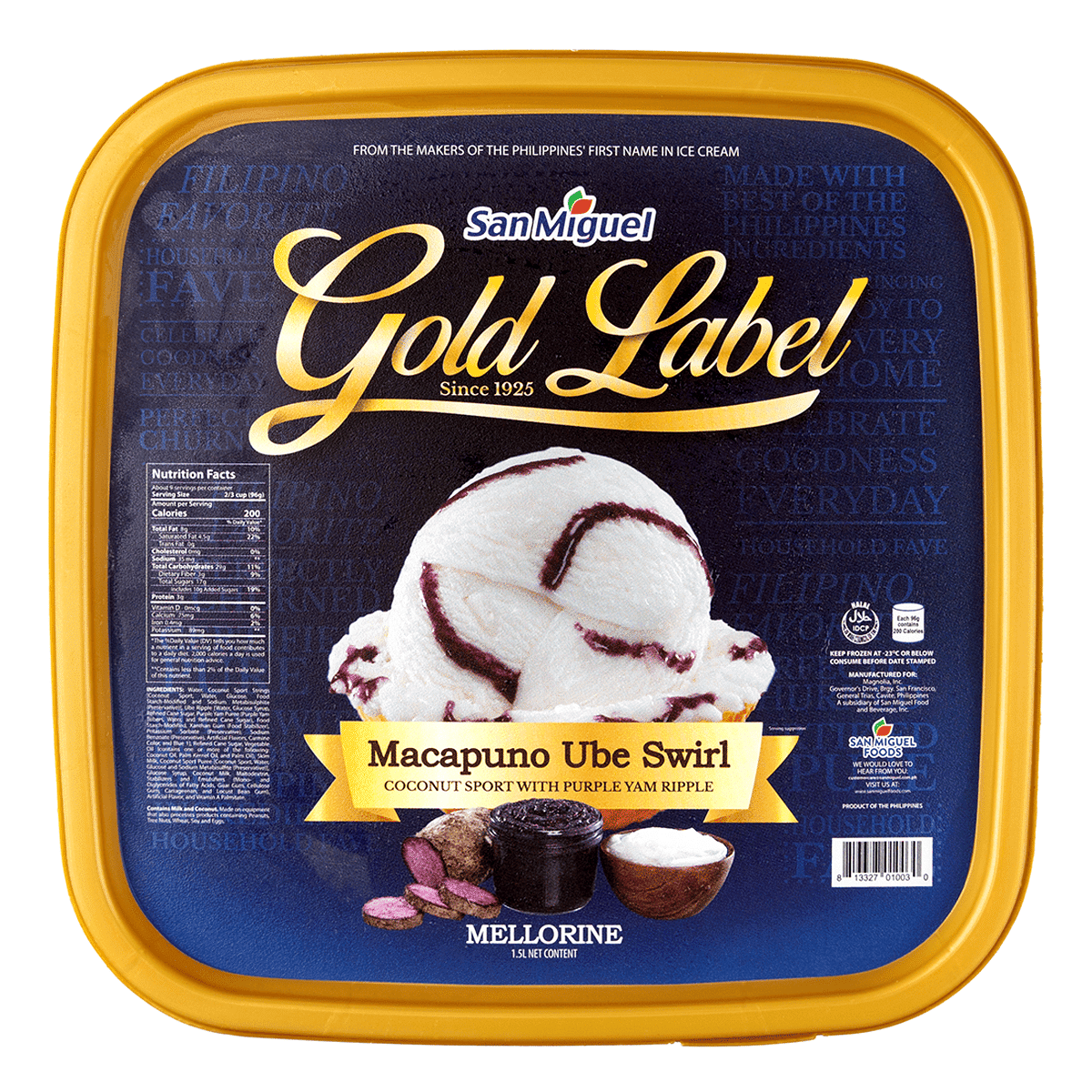 San Miguel Gold Label Macapuno Ube Swirl Ice Cream 1500 ml