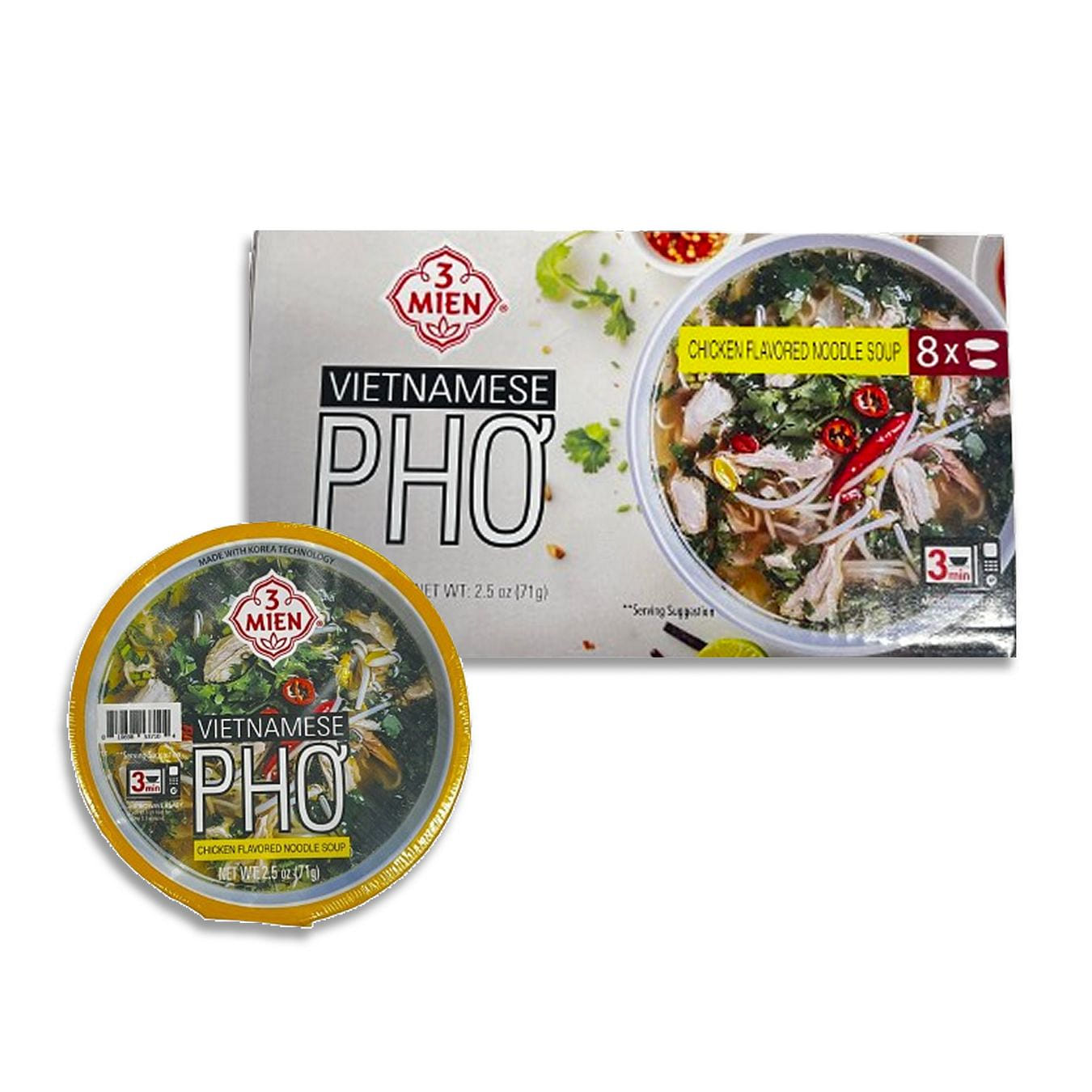 3 Mien ベトナム風チキン味インスタントフォー 2.5 オンス*8 箱