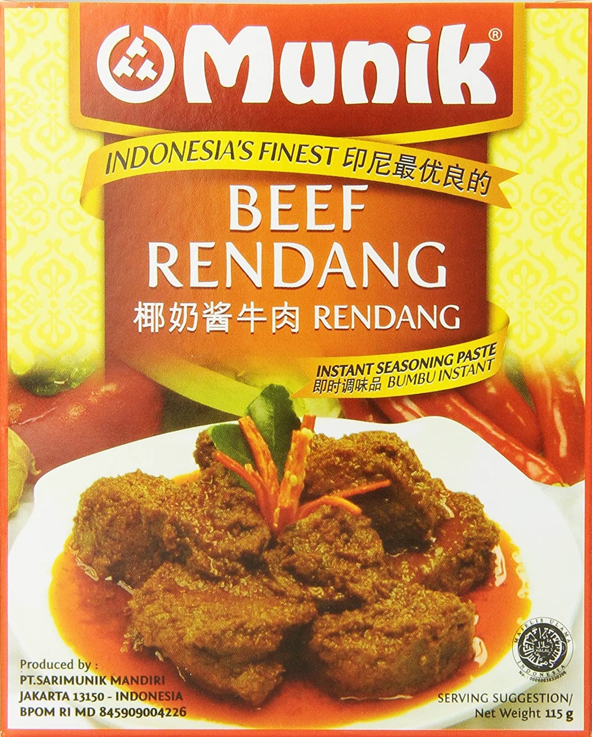 Instant Rendang Paste Munik Beef Rendang Instant Seasoning Paste 115 g