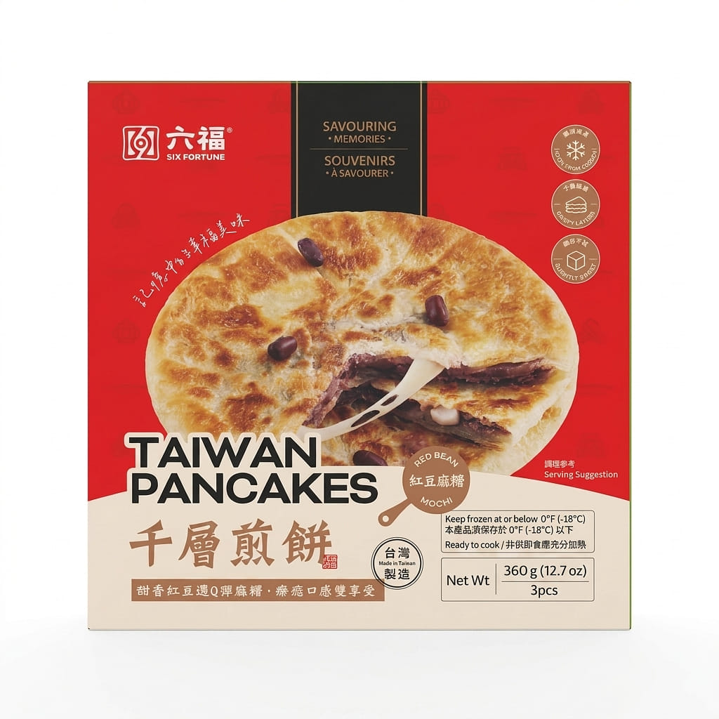 Six Fortune TAIWAN PANCAKES RED BEAN MOCHI 360 g