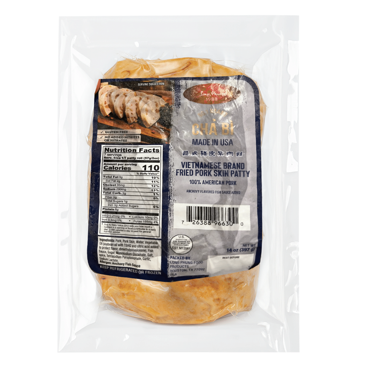 Long Phung Fried Pork Skin Patty, Frozen 14 oz