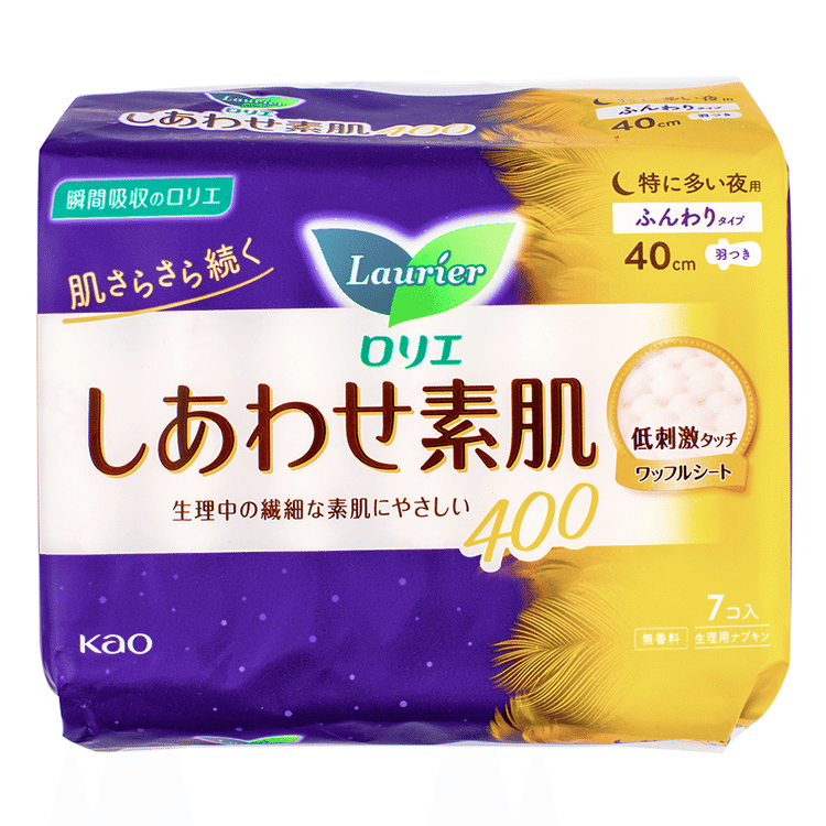 Kao Laurier しあわせ素肌 夜用40cm羽つき 整理用ナプキン - Weee!