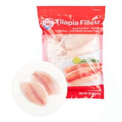 Skinless Tilapia Fillet, Individually Vacuum Packed, Frozen 2 lb