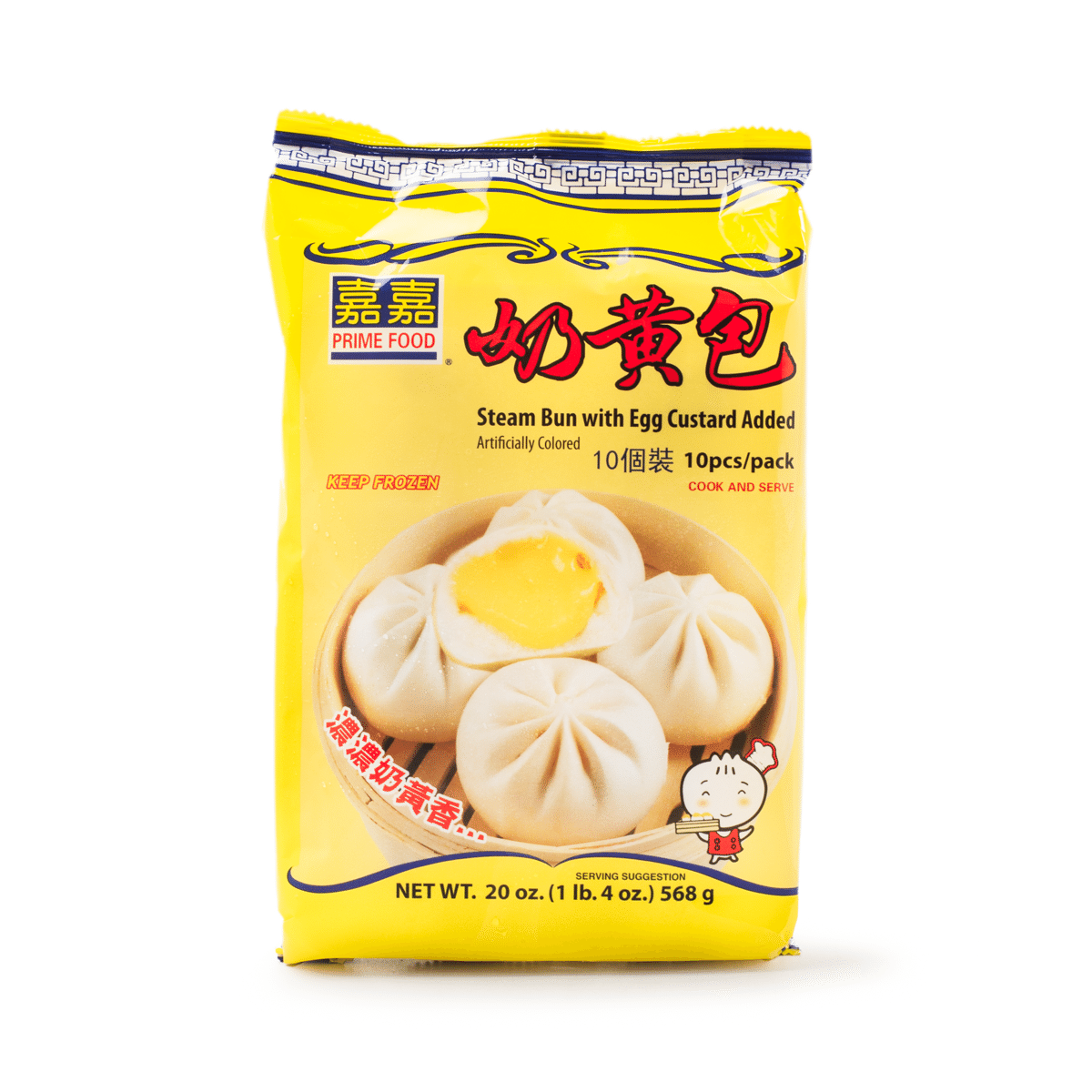 Prime Food ซาลาเปาไส้คัสตาร์ดไข่ 10 ชิ้น, แช่แข็ง 568 กรัม