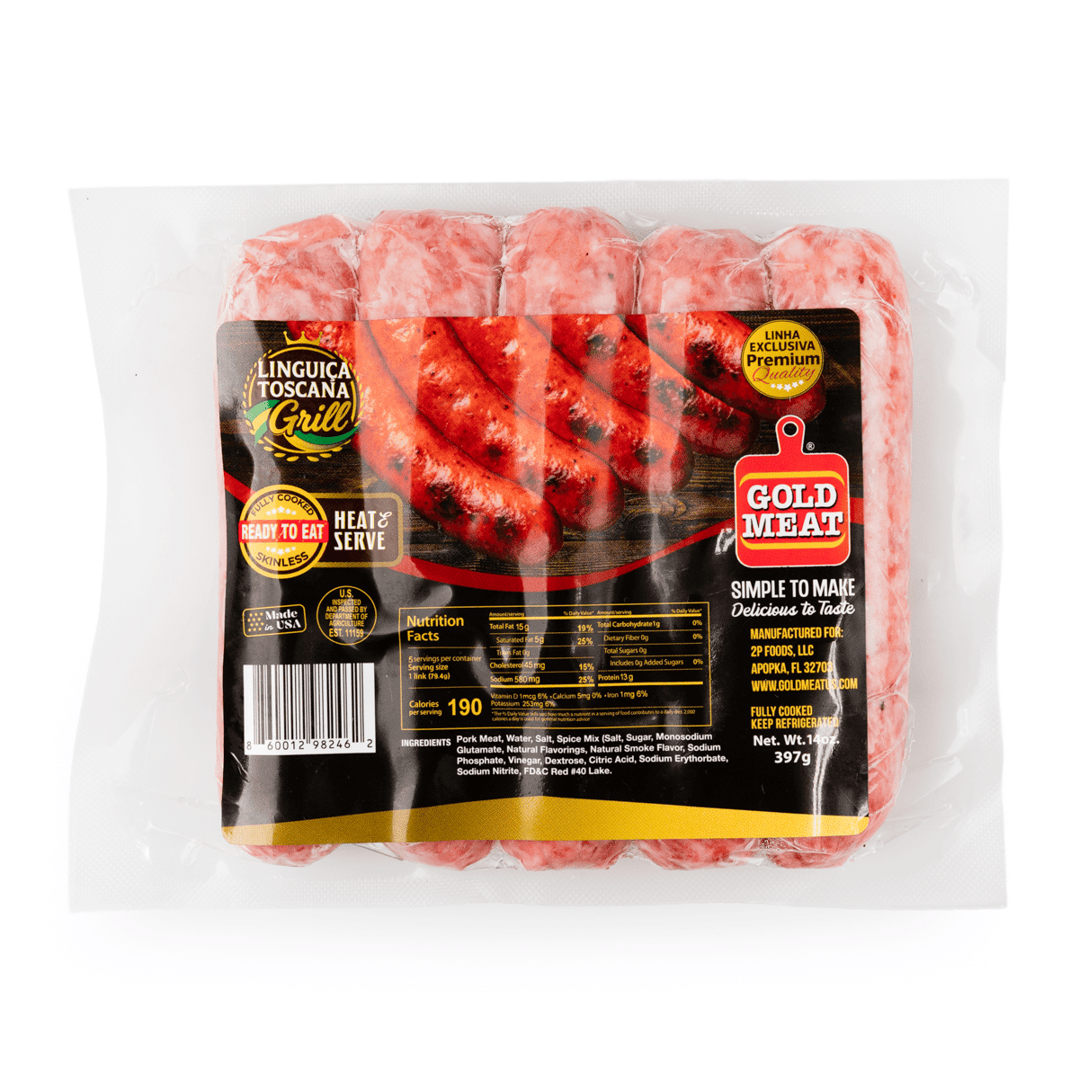 Gold Meat 토스카나 그릴 소시지 완전 조리 397 그램