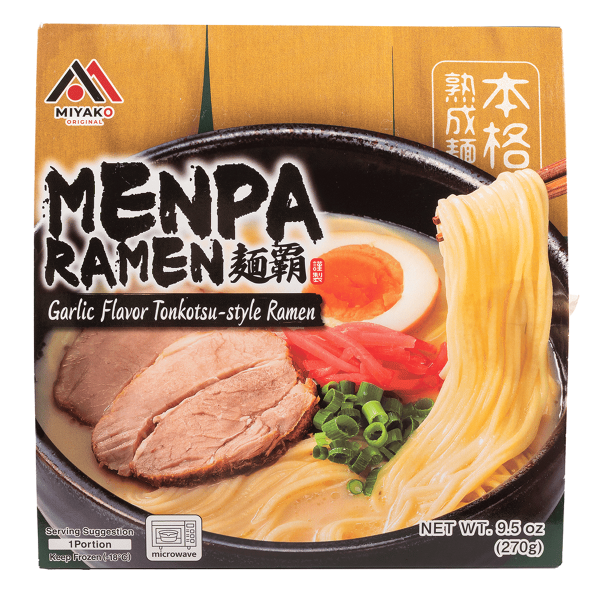 Miyako 멘파 냉동 마늘향 돈코츠 라멘 전자레인지 1인분 270g 9.5 온스