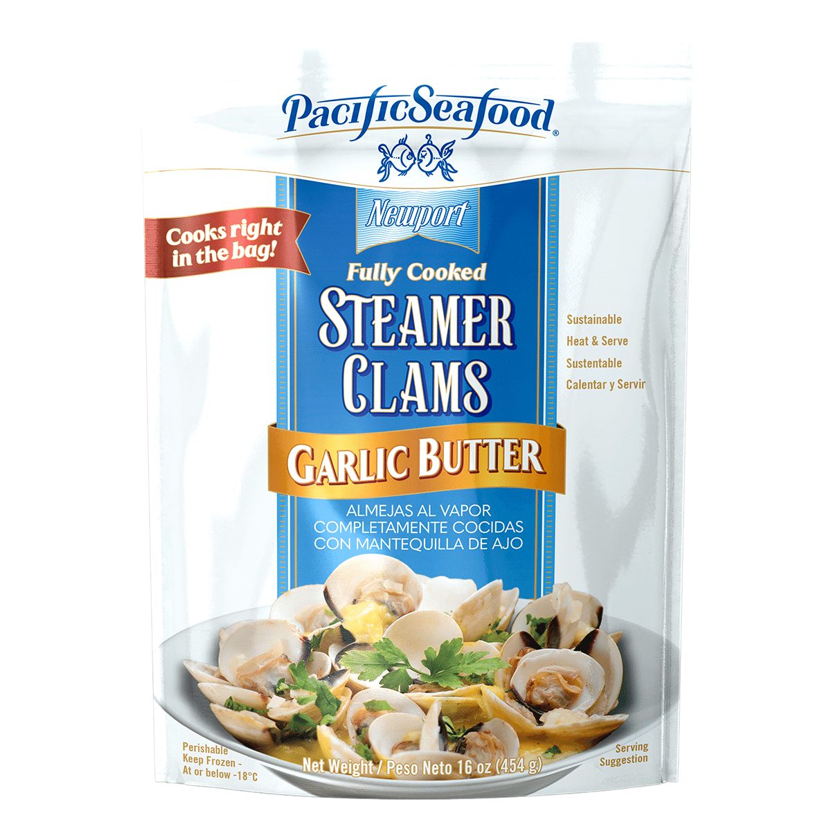 Nghêu Hấp Bơ Tỏi Pacific Seafood, Đông Lạnh 16 oz