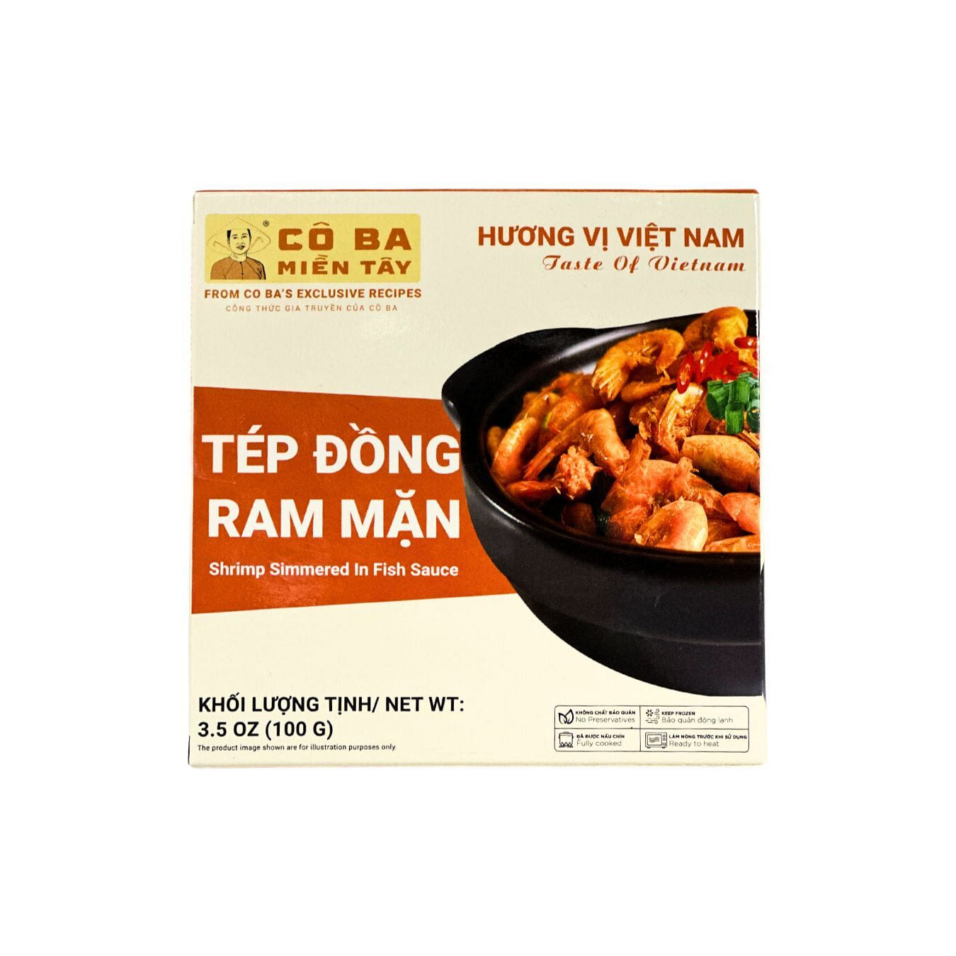 Co Ba Mien Tay 액젓에 졸인 새우, 냉동 3.5 온스