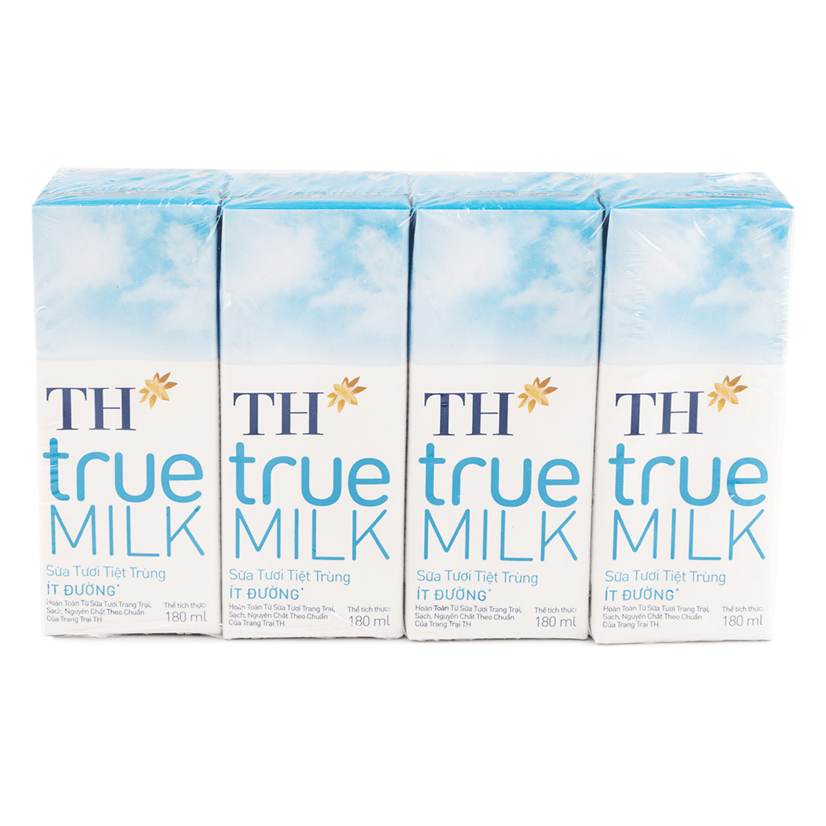 Sữa Tươi Ít Đường TH True Milk (4 Hộp) 180 ml