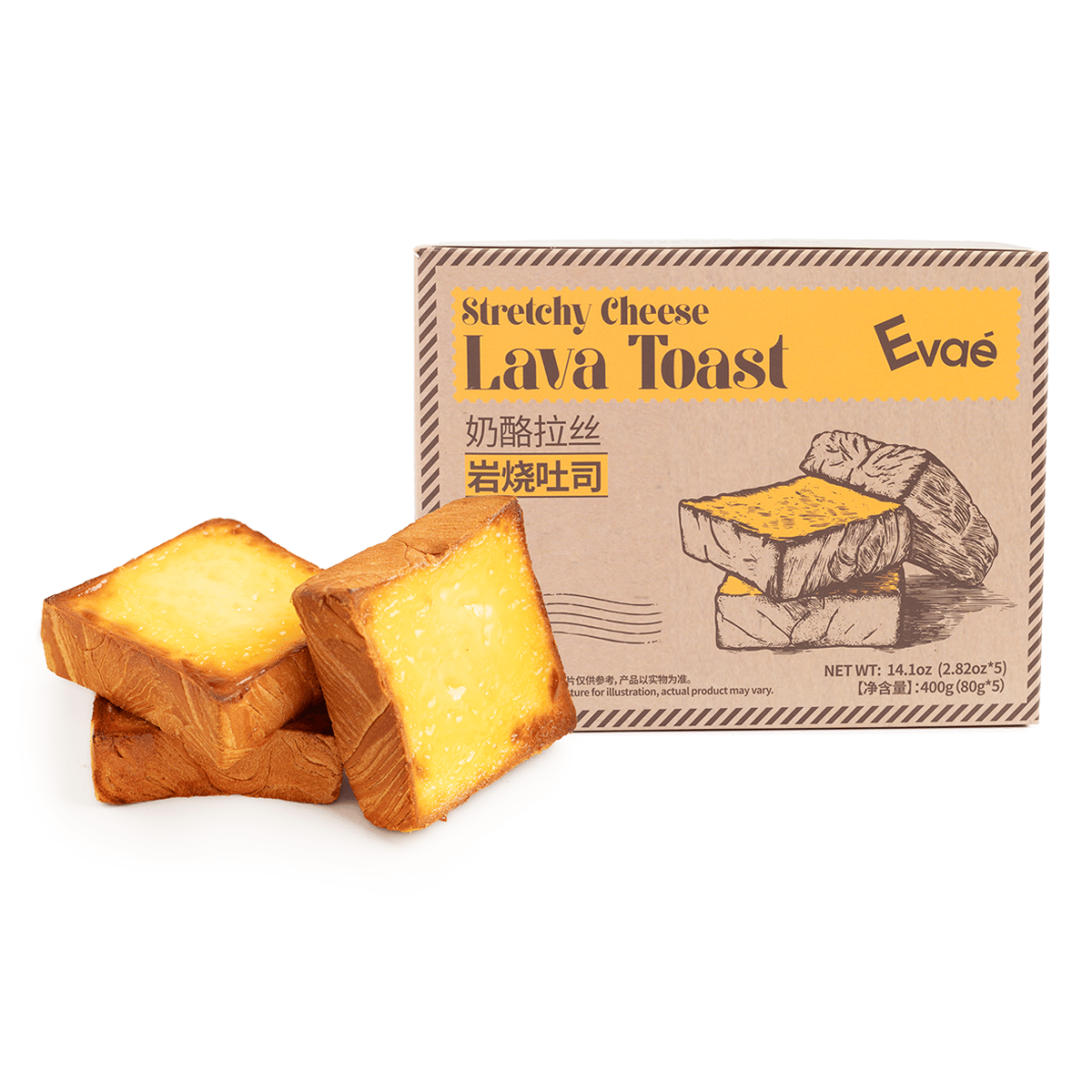 Evae Stretchy Cheese Lava Toast (5PC) 400 g
