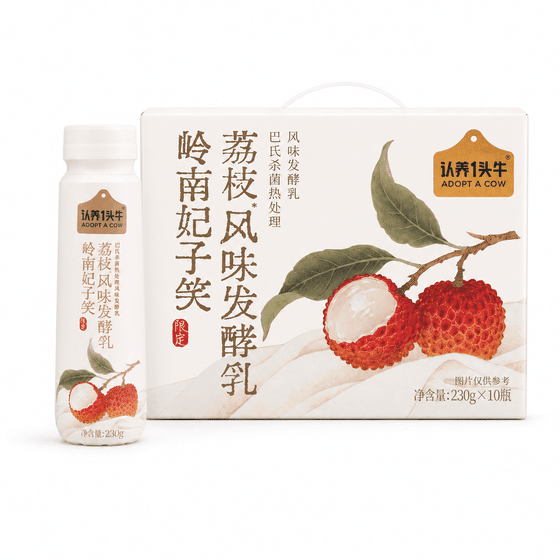 weee_beverages_【长安的荔枝】认养1头牛 岭南妃子笑荔枝风味发酵乳 230 克*10 瓶