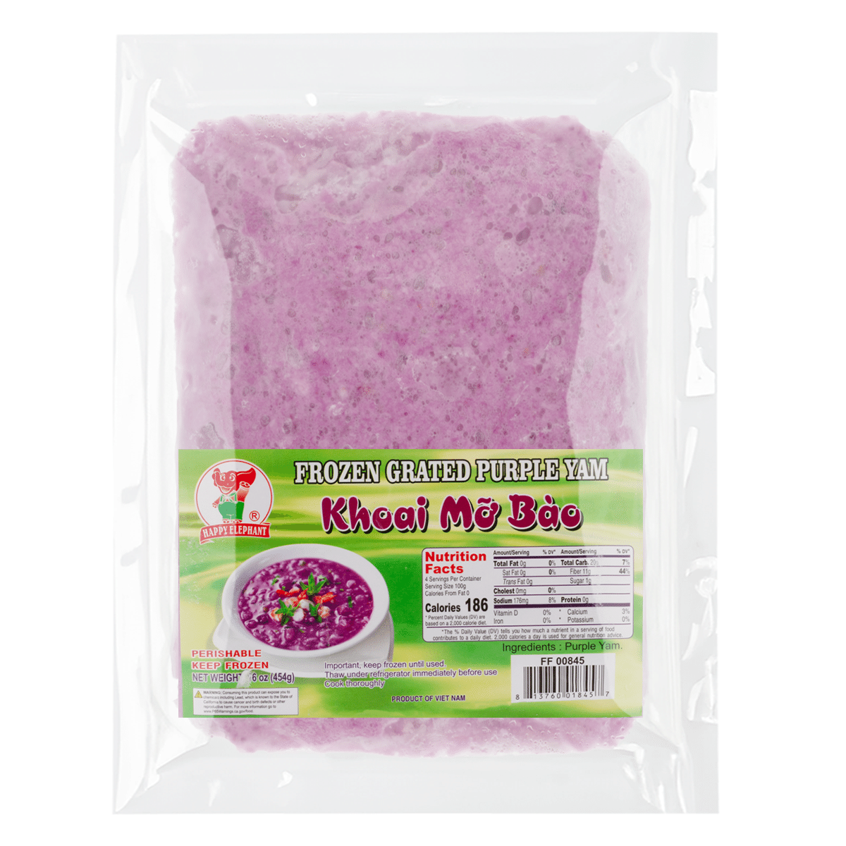 Happy Elephant Grated Purple Yam, Frozen 16 oz