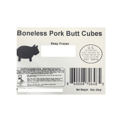 Boneless Pork  Shoulder Butt Cube, Frozen 2 lb