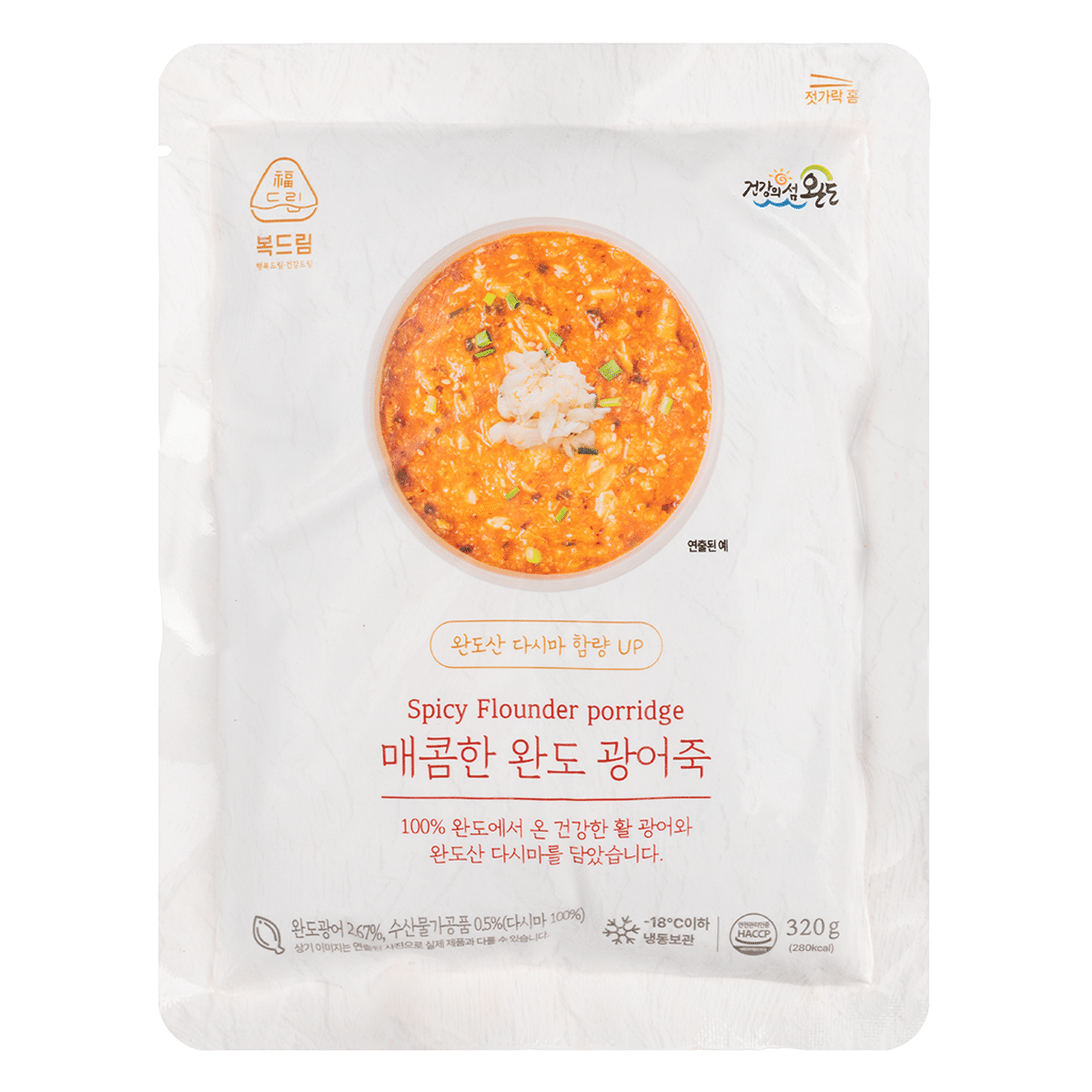 전라남도 매콤한 완도 광어죽 320 그램