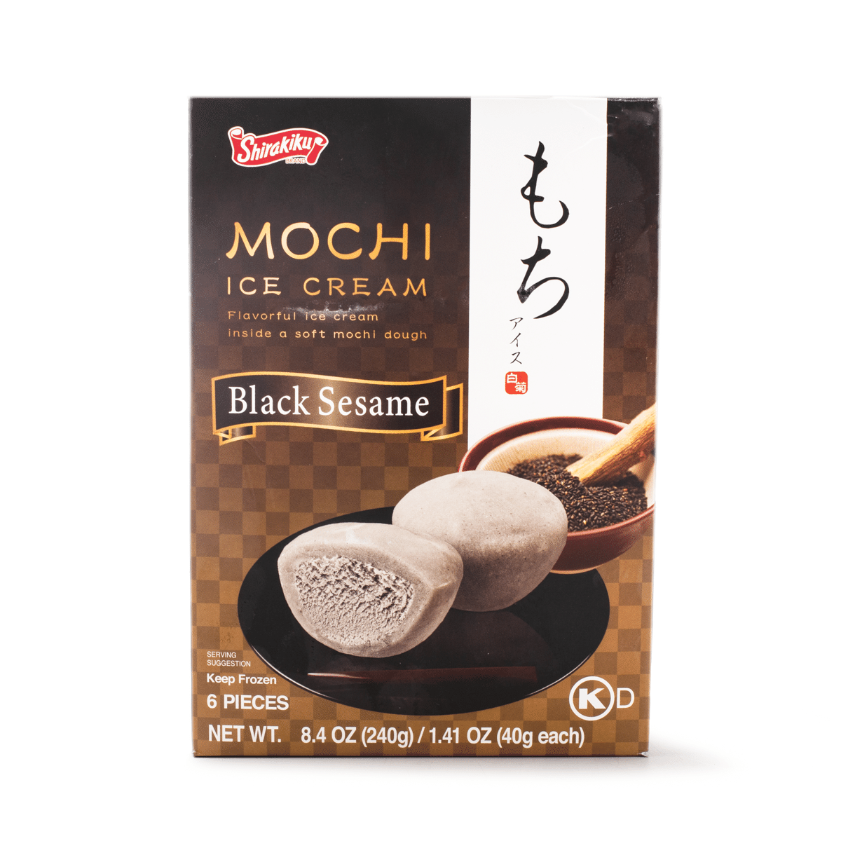 Shirakiku Mochi Ice Cream Black Sesame 6pcs 8.4 oz