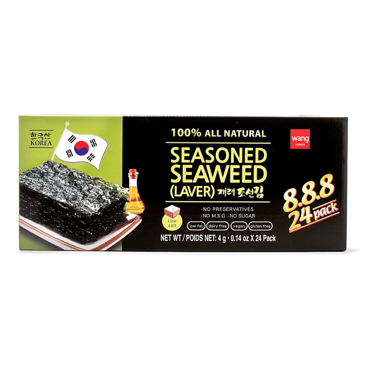 Wang Korea Traditional Seasoned Seaweed 0.14 oz*24 pack