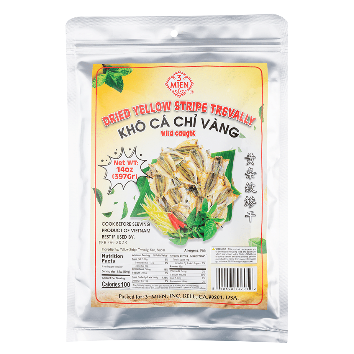 Khô Cá Chỉ Vàng 3 Miền 14 oz