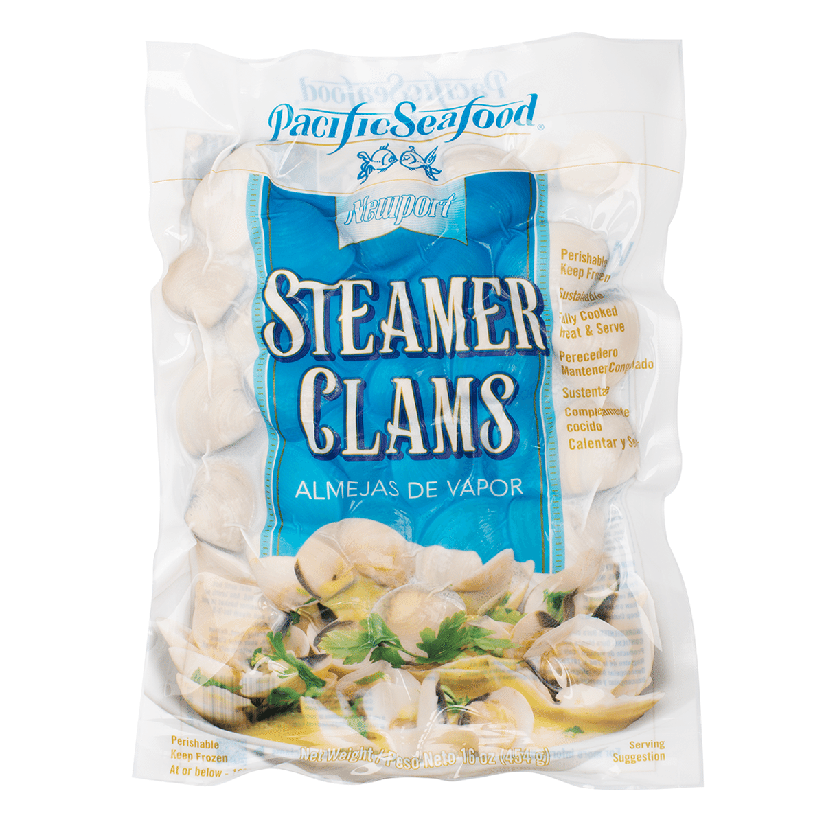 New Port Whole Cooked Steamer Clams, Frozen 1 lb